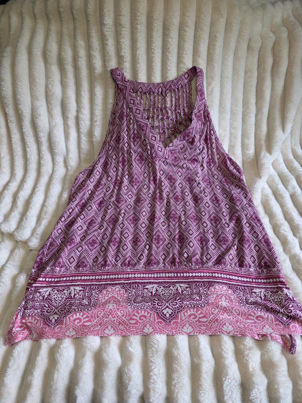 Skies Are Blue Pink Patterned Racerback Tank Top
